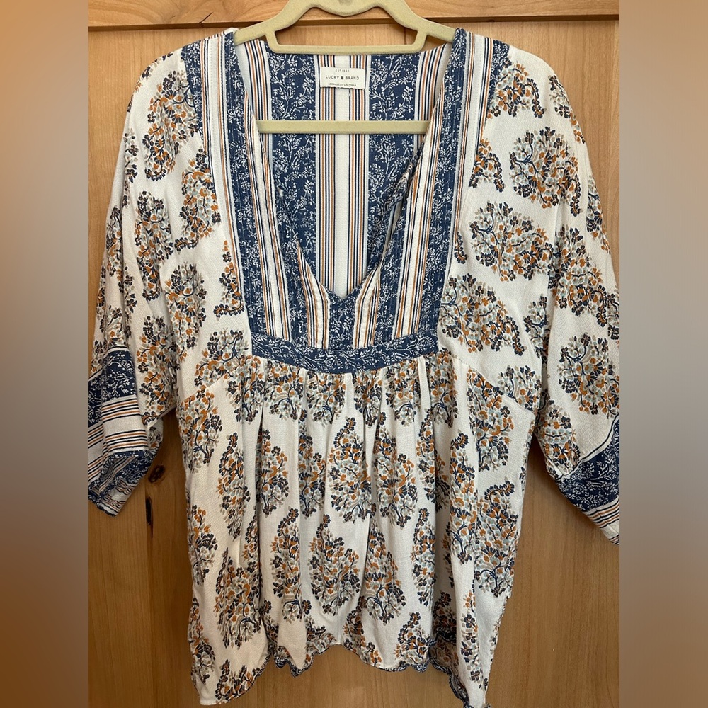 Lucky Brand Floral Peasant Top